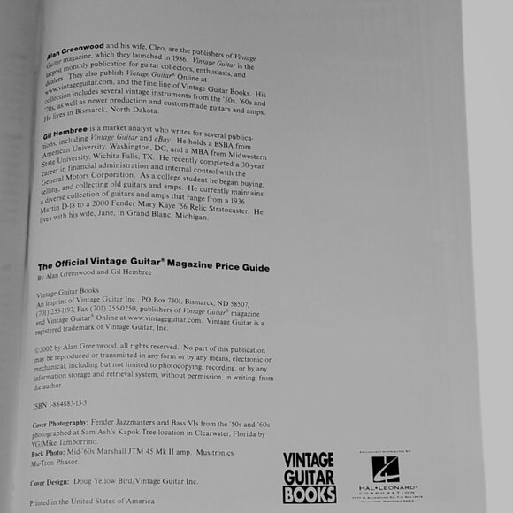 Official Vintage Guitar Price Guide 2003 Alan Greenwood Gil Hembree amps et al - Picture 4 of 6